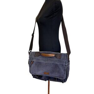 Vaschy Gray Canvas Messenger Bag Adjustable Strap Padded Laptop Sleeve